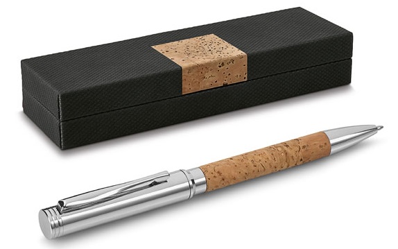 Stylo à bille liège et métal livré en coffret cadeau